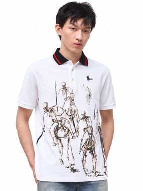 NWT! Very Rare Skeleton Horsemen Graphic Polo Shirt Oversized Size Large